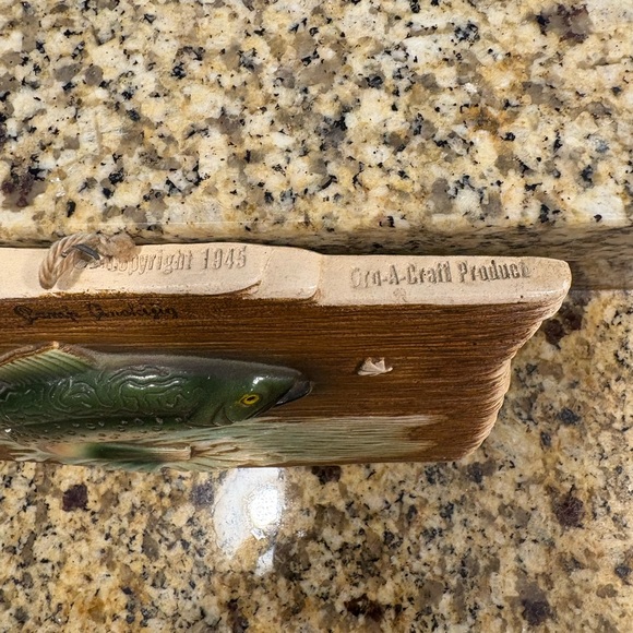 Vintage Mid-Century MCM Orn-a-craft Rainbow Trout Small Porcelain Wall Hanging - Picture 4 of 8